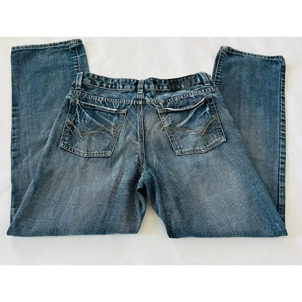 Machine Womens Straight Jeans Blue Denim Mid Rise Medium Wash 5 Pocket Size 32 - Picture 2 of 8